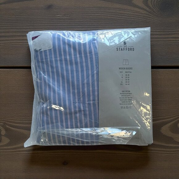 Stafford 4-Pack Men's 100% Cotton Woven Boxers  XXL White/Blue/Pink Plaid Assort - Picture 3 of 3